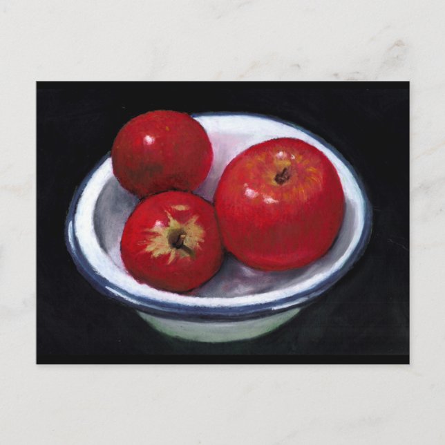 ROTE ÄPFEL IM ÖLPASTEL ART POSTKARTE (Vorderseite)