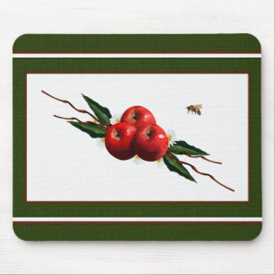 Rote Äpfel mit Aquarellfarbe Mousepad