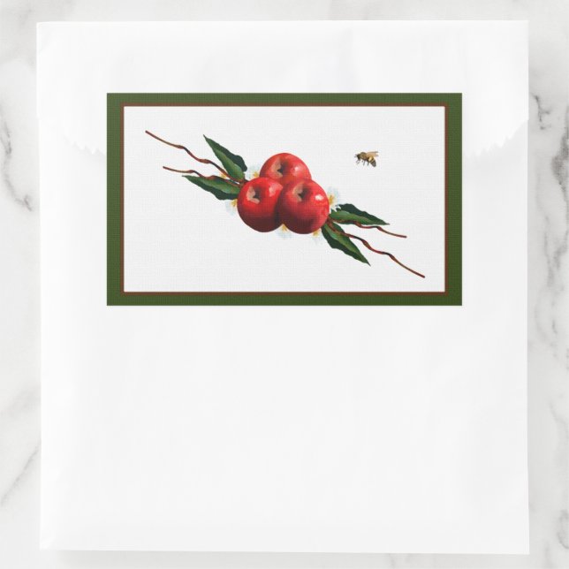 Rote Äpfel mit Aquarellfarbe Rechteckiger Aufkleber (Tasche)