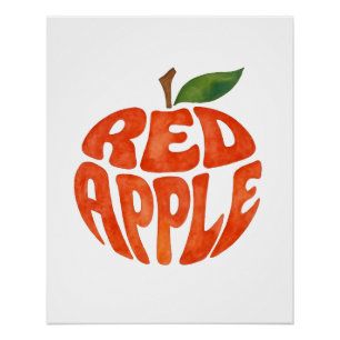 Rote Apfel-Typografie-Kunst, Apfel Poster