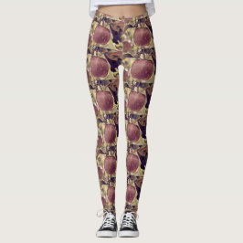 Rote Apfelfrucht und Blätter Aquarell fallen Leggings