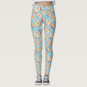 Rote Apfelhälften Muster Leggings