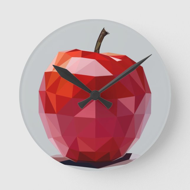Rote Apple-Küchen-Wanduhr Runde Wanduhr (Vorderseite)