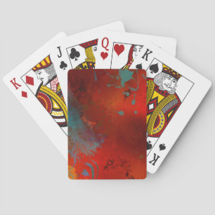 Rote, aqua- und goldfarbene Grunge-Abstrakte Kunst Spielkarten