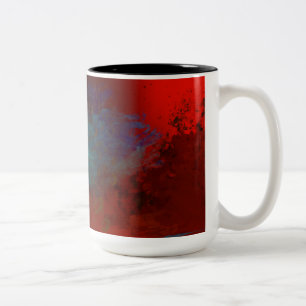 Rote, aqua- und goldfarbene Grunge-Digital-Abstrak Zweifarbige Tasse