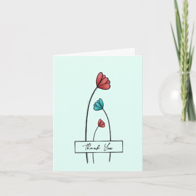 Rote Aquamarine Blume Dankeskarte (Vorderseite)