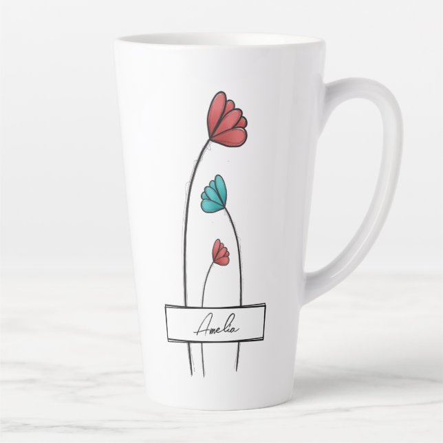 Rote Aquamarine Blume Milchtasse (Rechts)