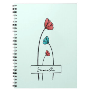 Rote Aquamarine Blume Notizblock