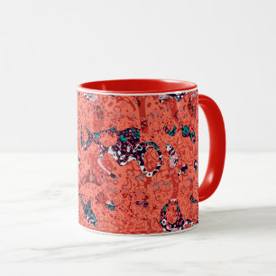 Rote Aquamarine Schwarz-weiße Gepunktete grafische Tasse