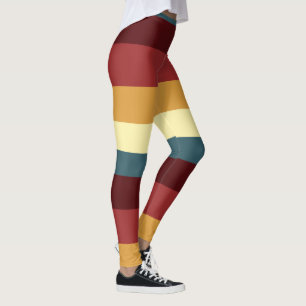 Rote, aquamarine und gelbe Streifen Leggings