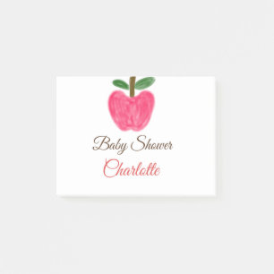 Rote Aquarell-Apfel-Baby-Shower-Name-Titel Post-it Klebezettel