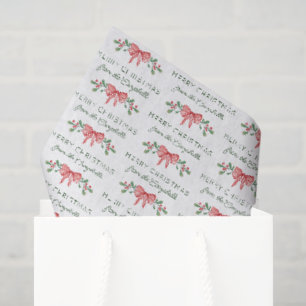 Rote Aquarell-Beeren-Schleife Frohe Weihnachten Seidenpapier