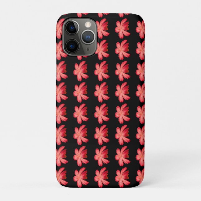 Rote Aquarell-Blumenmuster auf Schwarz  Case-Mate iPhone Hülle (Rückseite)