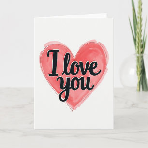Rote Aquarell-Herz-Ich-liebe-dich-Karte Karte