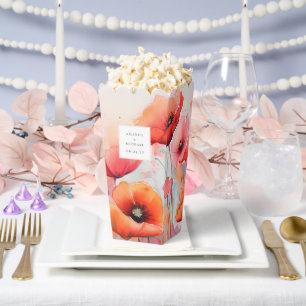 Rote Aquarell-Mohnblumen auf einer Hochzeit auf de Geschenkschachtel