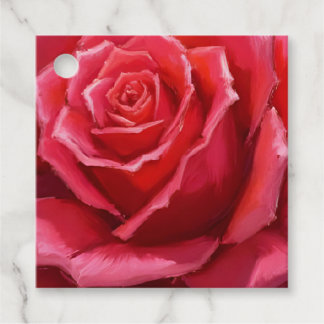 Rote Aquarell-Rosen formelle florale Hochzeit Geschenkanhänger