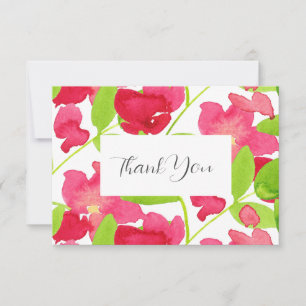 Rote Aquarellblumen Dankeskarte