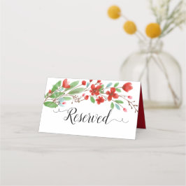 Rote Aquarellblüten Elegante Hochzeit vorbehalten Platzkarte