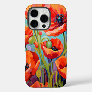 Rote Aquarellmohn iPhone 16 Pro Hülle