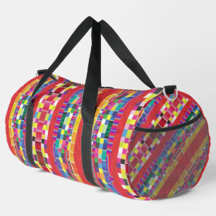 rote Armbanduhren, Streifen und farbige Pixel Duffle Bag