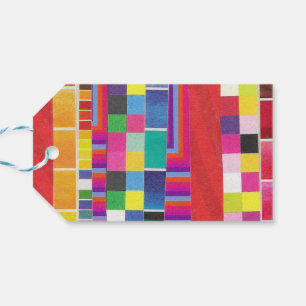 rote Armbanduhren, Streifen und farbige Pixel Geschenkanhänger