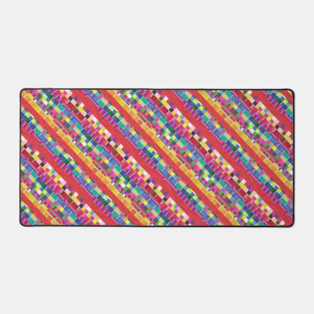 rote Armbanduhren, Streifen und farbige Pixel Schreibtischunterlage (Vorderseite)