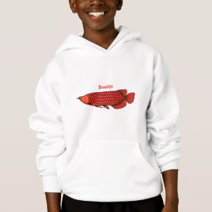 Rote Arowana-Fisch-Cartoon-Illustration Hoodie