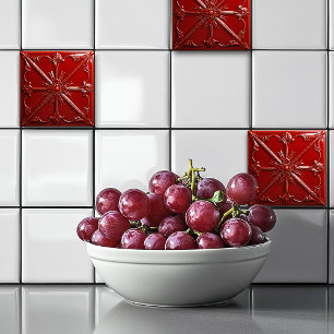 Rote Art Deco Fliese