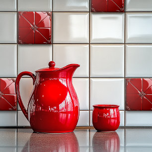 Rote Art Deco Fliese