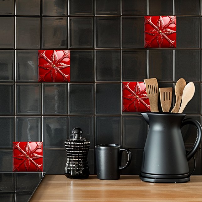 Rote Art Deco  Fliese (Von Creator hochgeladen)