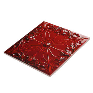 Rote Art Deco Fliese