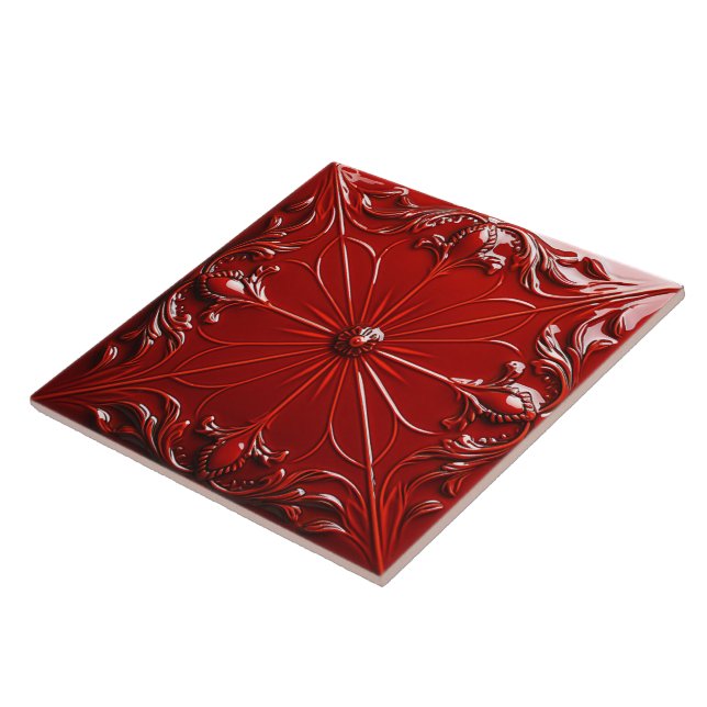 Rote Art Deco  Fliese (Seite)