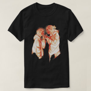 Rote Ästhetik Anime-Jungs rauchen T-Shirt