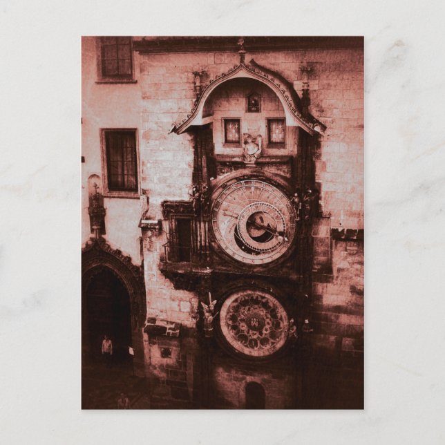 Rote astronomische Uhr Postkarte (Vorderseite)