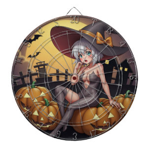Rote Augenröhre auf Jack-O-Lantern Dartscheibe