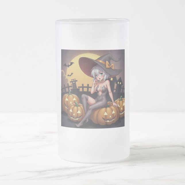 Rote Augenröhre auf Jack-O-Lantern Mattglas Bierglas (Mittel)