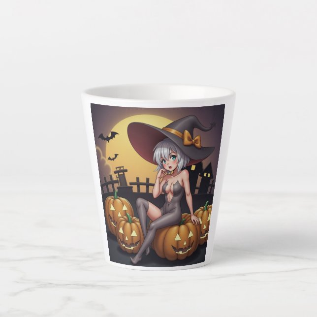 Rote Augenröhre auf Jack-O-Lantern Milchtasse (Vorderseite)