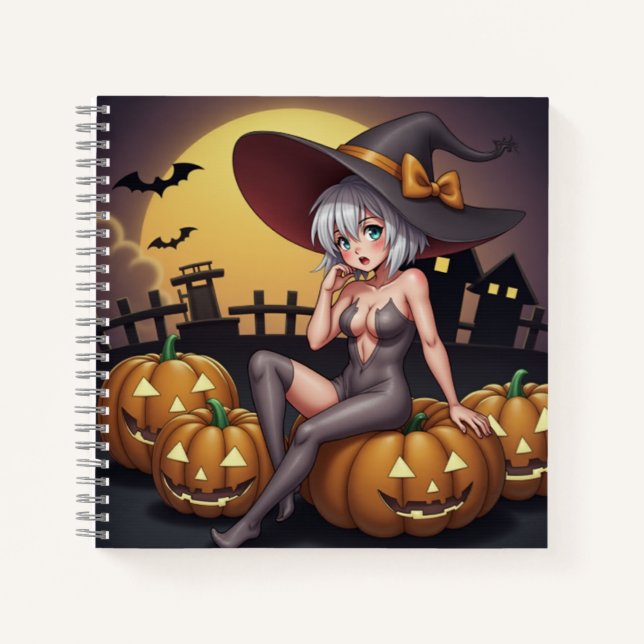 Rote Augenröhre auf Jack-O-Lantern Notizbuch (Vorderseite)