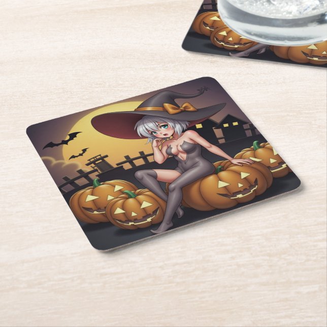 Rote Augenröhre auf Jack-O-Lantern Rechteckiger Pappuntersetzer (angewinkelt)