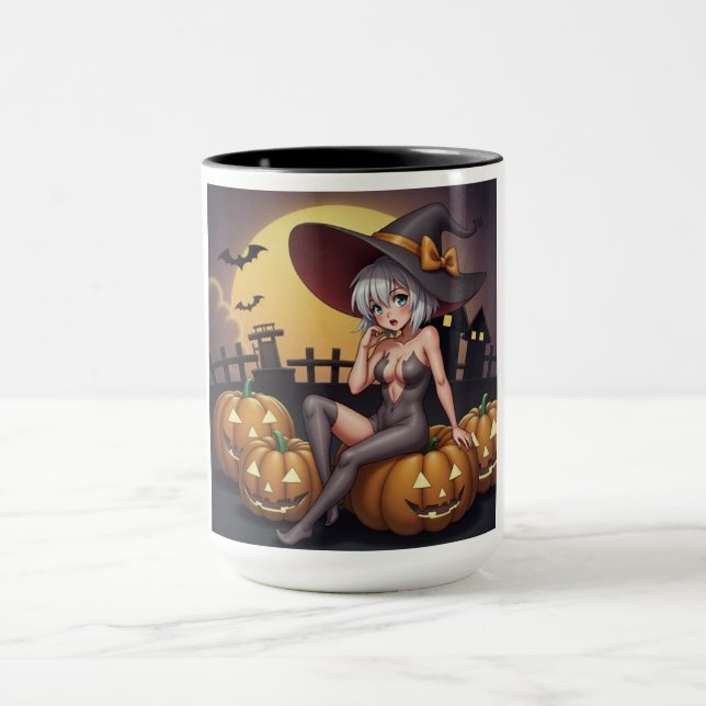 Rote Augenröhre auf Jack-O-Lantern Tasse (Zentrum)