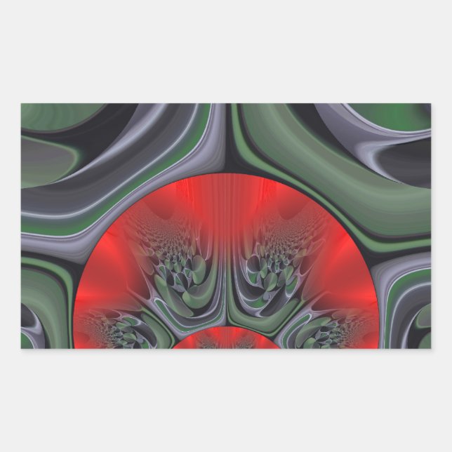 Rote Aurora Kunst, Dichtung und Musik Rechteckiger Aufkleber (Vorderseite)