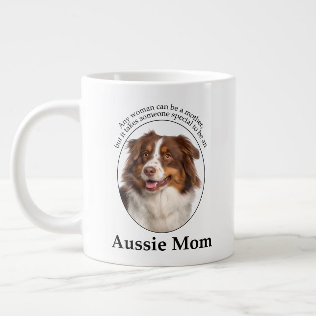 Rote Australische Schepherd-Mama Jumbo-Tasse (Links)