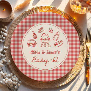Rote Baby-Q-Gartenparty-Baby-Shower-Papierteller Pappteller
