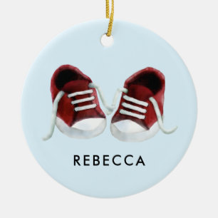 Rote Baby-Turnschuhe Verzierung, Keramik Ornament