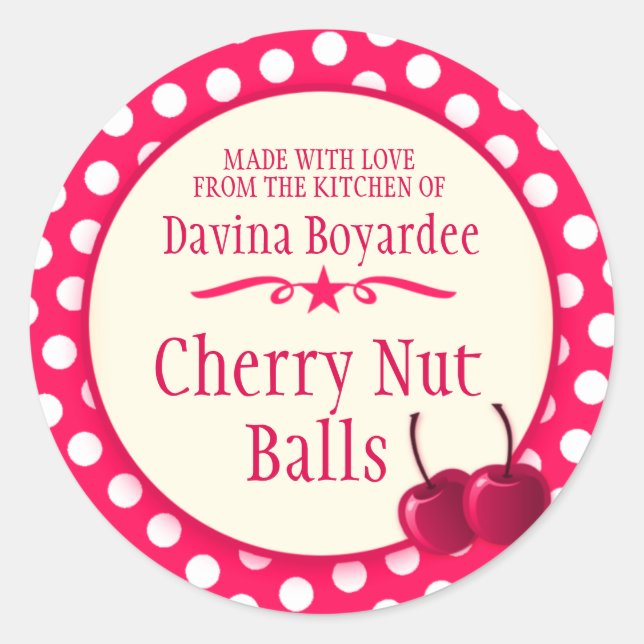 Rote Backaufkleber mit runder Kirsche Runder Aufkleber (Vorderseite)