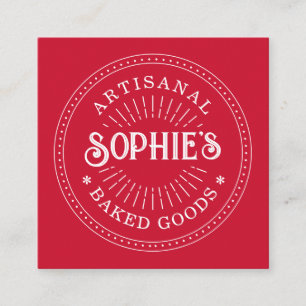 Rote Bäckerei Logo Baker Konditorei Koch Typografi Quadratische Visitenkarte