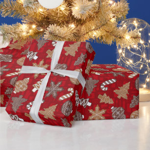 Rote Backplätzchen Weihnachtskekse Geschenkpapier