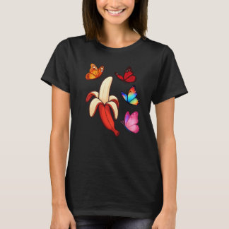 Rote Banane und Schmetterlinge T-Shirt