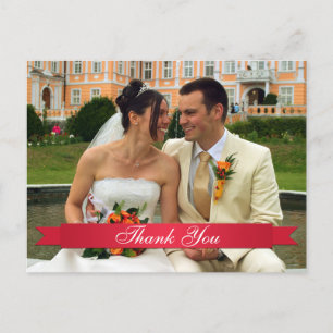 Rote Band Hochzeit Foto benutzerdefinierte Dankesc Postkarte