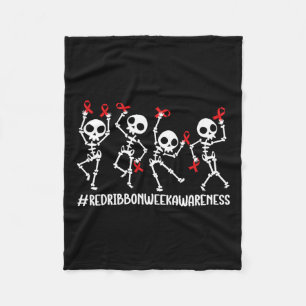 Rote Band Woche Sensibilisierung Skelett Halloween Fleecedecke